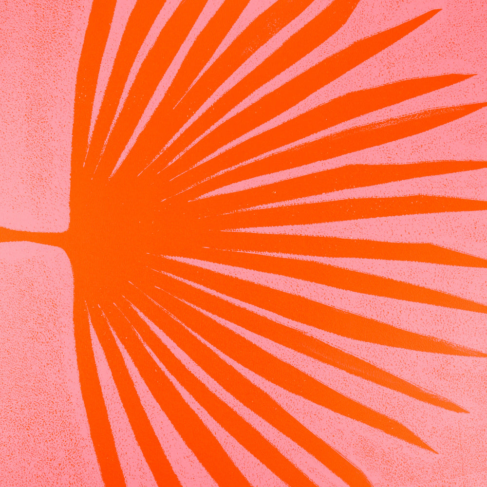 Orange botanical print with palm branch I Handmade poster Enkel Art Studio
