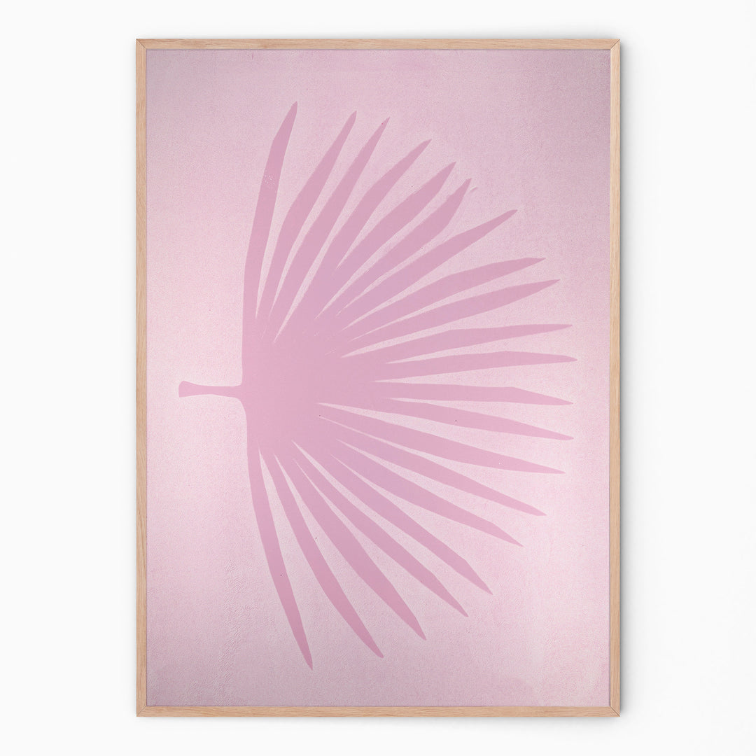 Soft Purple botanical print with palm branch I Handmade poster Enkel Art Studio