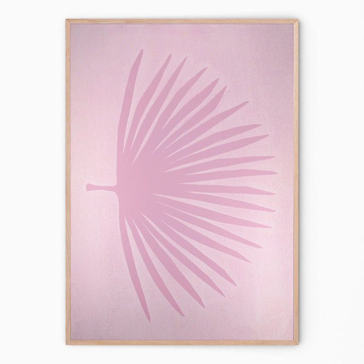 Soft Purple botanical print with palm branch I Handmade poster Enkel Art Studio