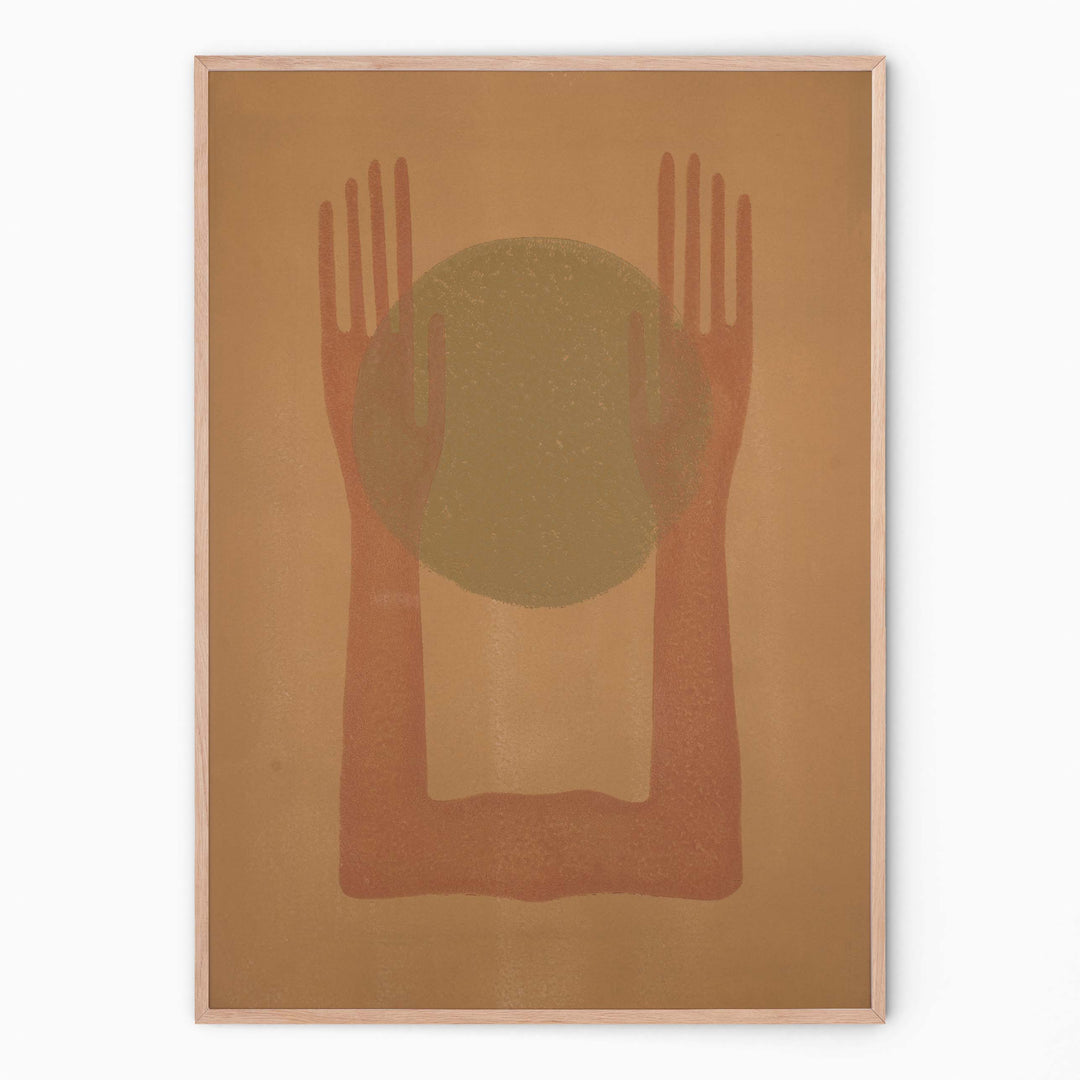 Handmade spiritual wall art with hieroglyphic soul sign I affirmation poster I Handmade poster with hands I Enkel Art Studio